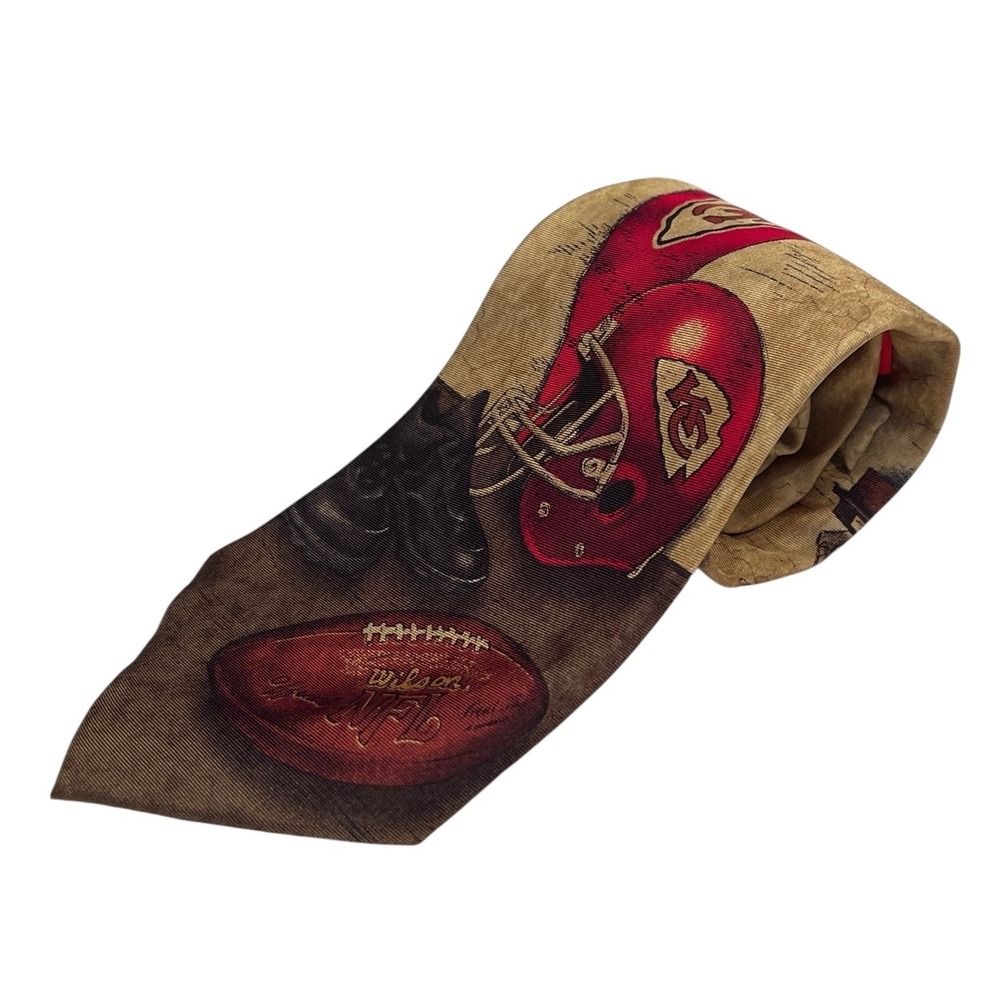 NFL Eagles Wings Football Helmet Kansas City Chiefs Silk Neck Tie Business Work